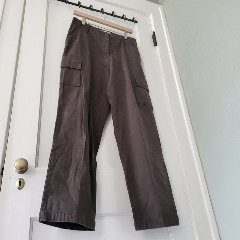 Vintage Olive Green Wide Leg Cotton BillBlass Pants